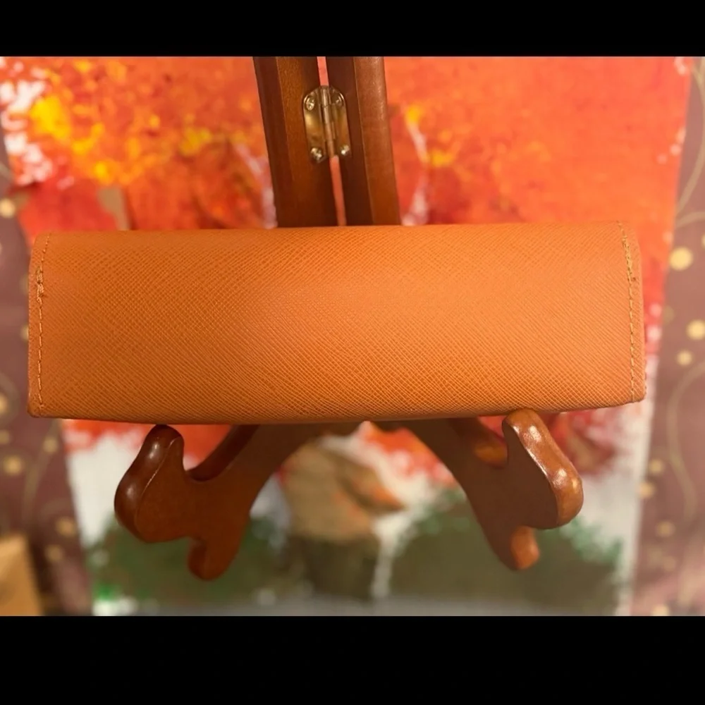 TORY BURCH Authentic Orange Small Hard Eye Glasses Case